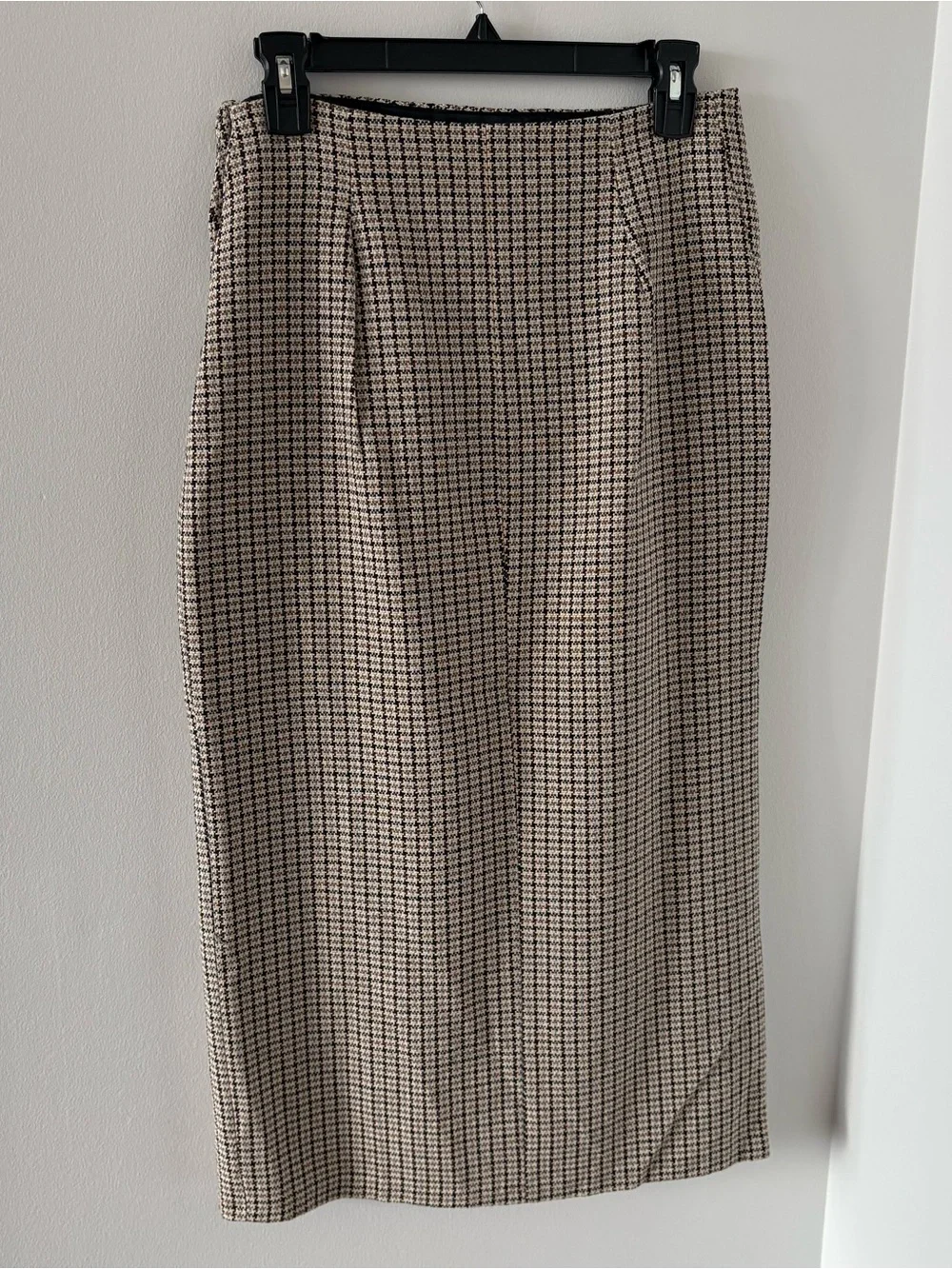 Zara‎ Wrap Buttons Pencil Skirt Plaid Houndstooth Check Size M NWOT
